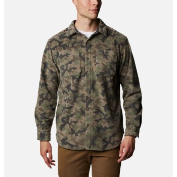 Columbia Flare Gun Fleece Over, Camisa Grises Verdes Camuflados Para Hombre | 304591-AHY